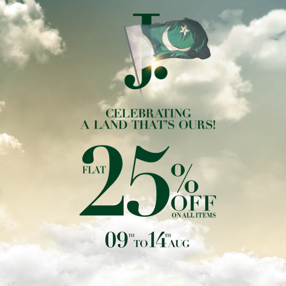 J. Junaid Jamshed Independence day sale! flat 25 off till 14th